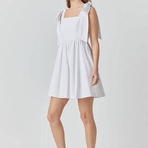 Bowed Square Neckline Baby Doll Mini